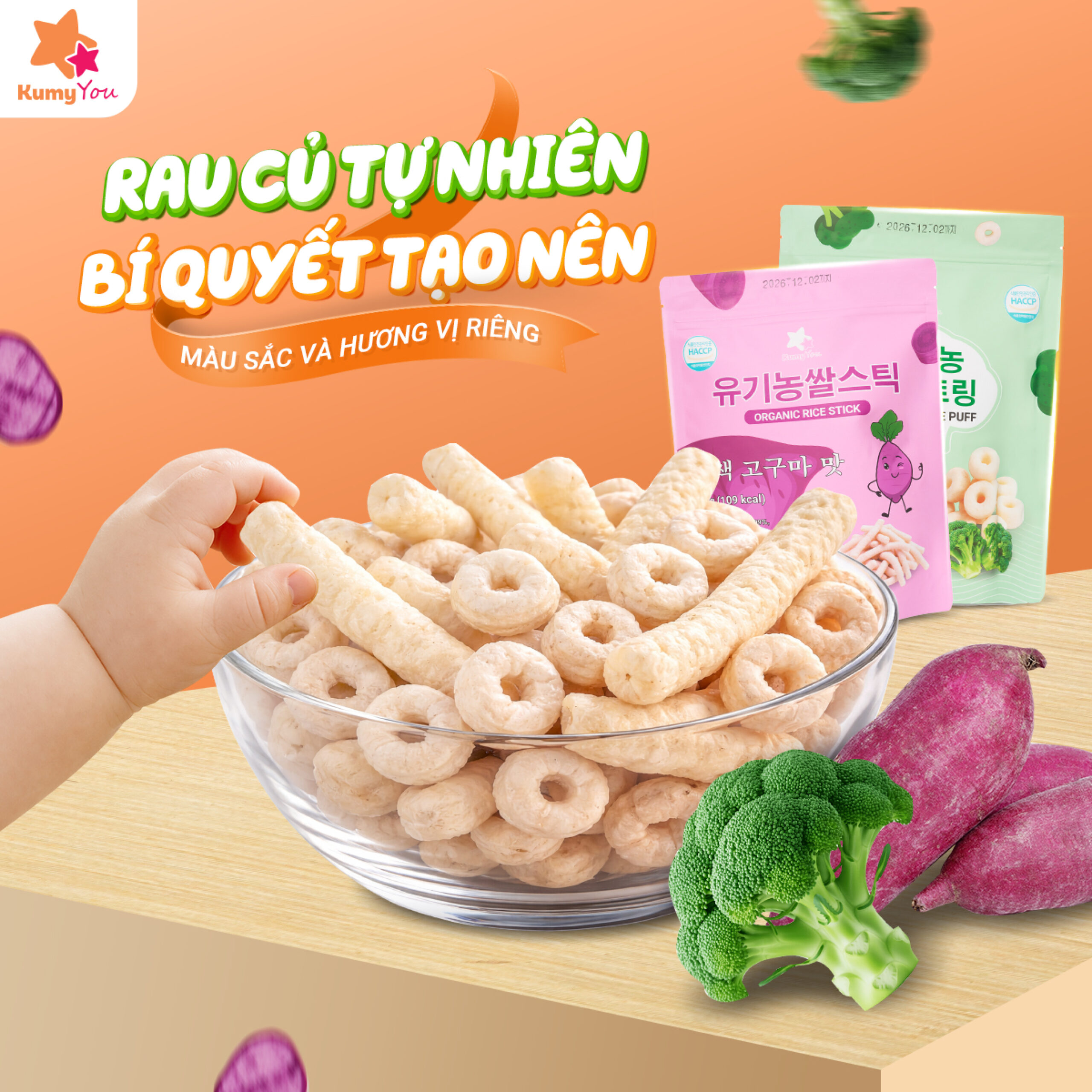 Bánh Gạo Hữu Cơ Ăn Dặm KUMYYOU Vị Bông Cải Xanh